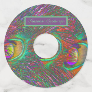 Christmas Tinsel Peacock Feathers Personalised Wine Glass Tag