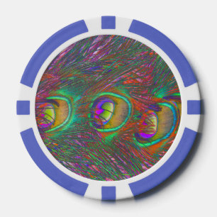 Christmas Tinsel Peacock Feathers Poker Chips