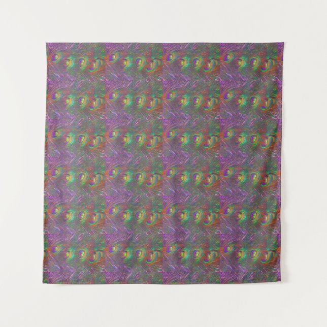 Christmas Tinsel Peacock Feathers Tapestry (Front (Horizontal))