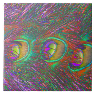 Christmas Tinsel Peacock Feathers Tile
