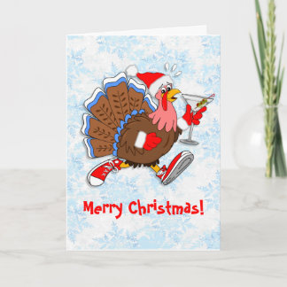 Christmas Tipsy Turkey (Martini) Holiday Card