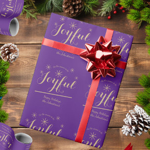 Christmas Tis The Season Chic Script Rustic Purple Wrapping Paper