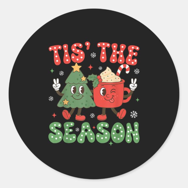 Christmas Tis The Season Christmas Tree Coffee Lat Classic Round Sticker (Front)