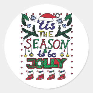 Christmas Tis The Season Classic Round Sticker