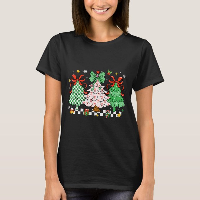 Christmas Tis The Season Coquette Bow Christmas Tr T-Shirt (Front)