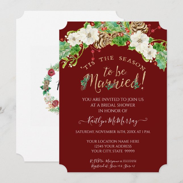 Christmas Tis the Season Married Bridal Shower Invitation (Front/Back)