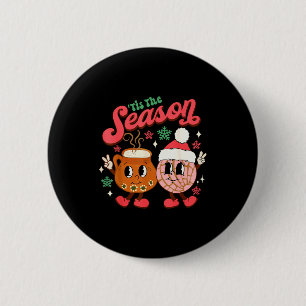 Christmas Tis The Season Mexican Concha Pan Dulce 6 Cm Round Badge