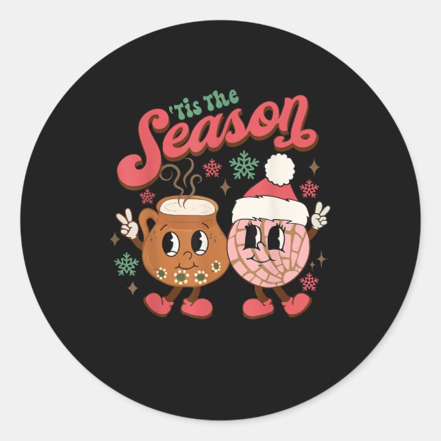 Christmas Tis The Season Mexican Concha Pan Dulce  Classic Round Sticker (Front)