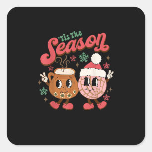 Christmas Tis The Season Mexican Concha Pan Dulce Square Sticker