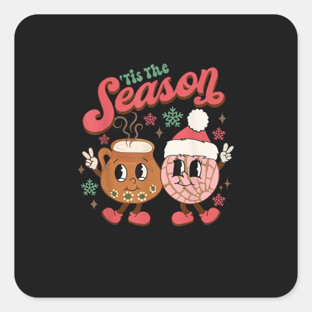 Christmas Tis The Season Mexican Concha Pan Dulce  Square Sticker (Front)