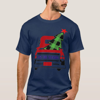 Christmas Tis The Season Plaid Tree and Truck Desi T-Shirt