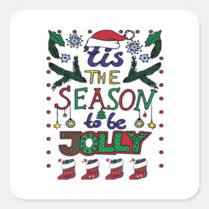 Christmas Tis The Season Square Sticker