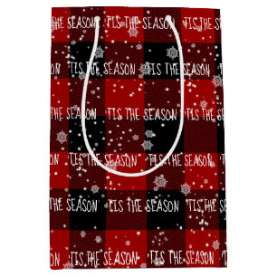 Christmas 'TIS THE SEASON Text In Snowflakes Medium Gift Bag