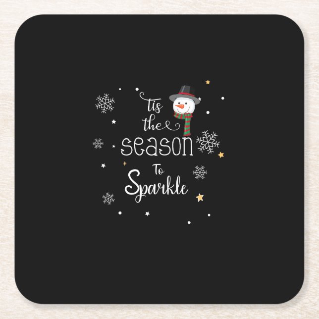 Christmas Tis The Season To Sparkle  Square Paper Coaster (Front)