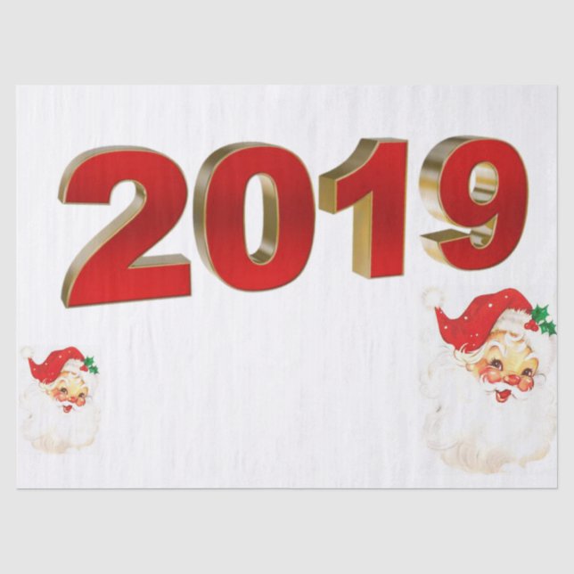 Christmas Tissue Paper, 2019 Santa Paper (Front)