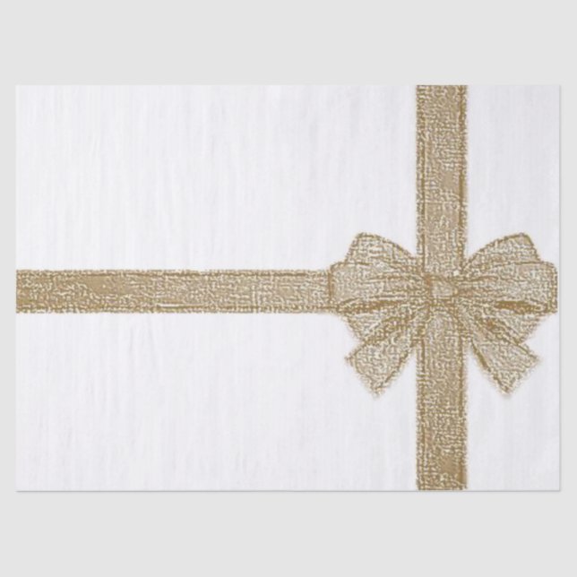 Christmas Tissue Paper, Beige Bow Paper (Front)