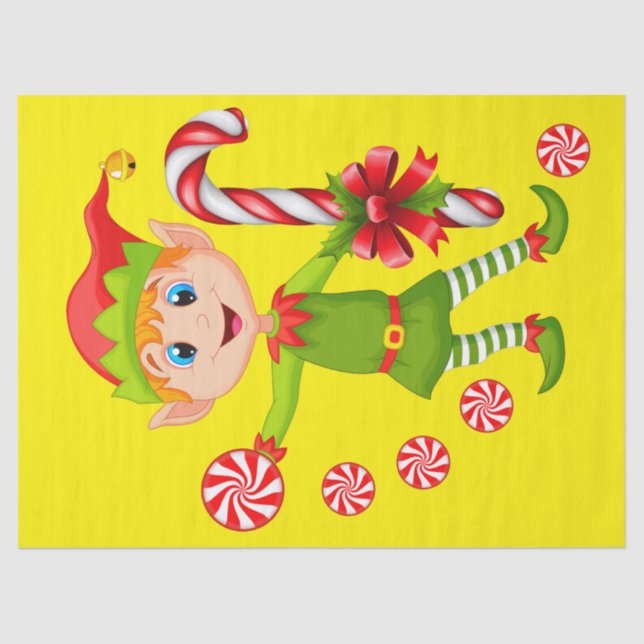 Christmas Tissue Paper Elf Peppermint (Front)