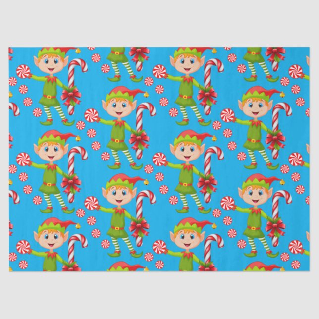 Christmas Tissue Paper Elf Peppermint (Front)
