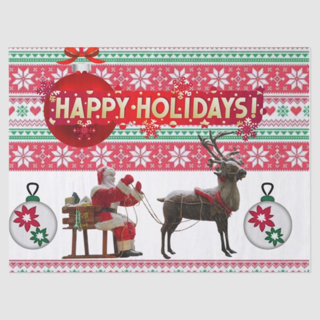 Christmas Tissue Paper, Happy Holidays Tissue Paper (Front)