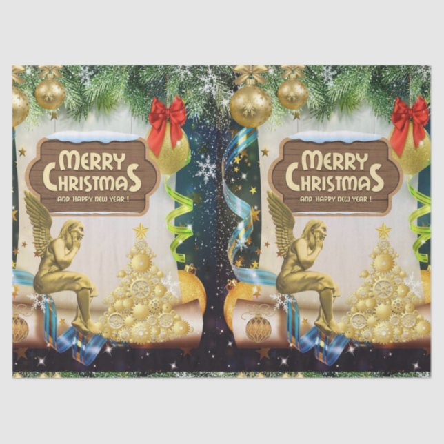 Christmas Tissue Paper, Merry Christmas, Angel Tissue Paper (Front)