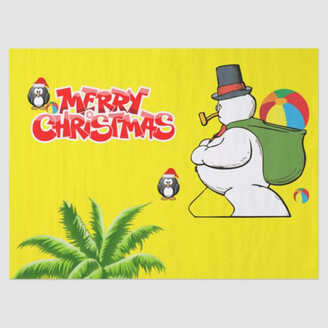 Christmas Tissue Paper, Merry Christmas, Snowman Tissue Paper (Front)