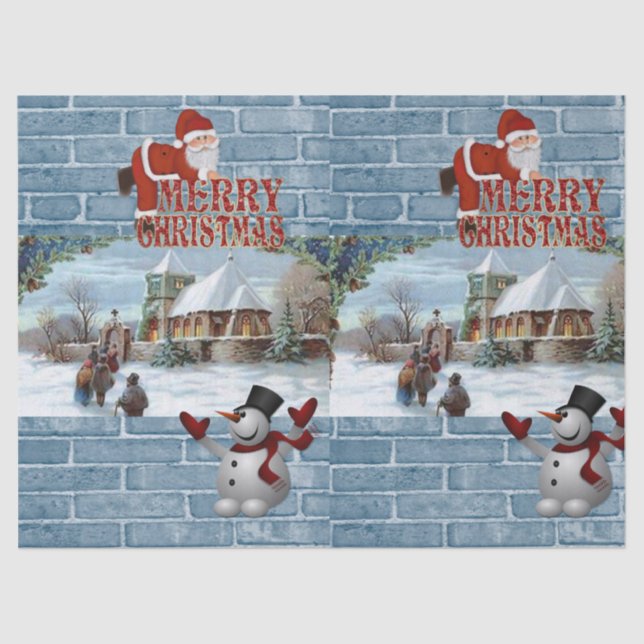 Christmas Tissue Paper, Merry Christmas, Snowman Tissue Paper (Front)