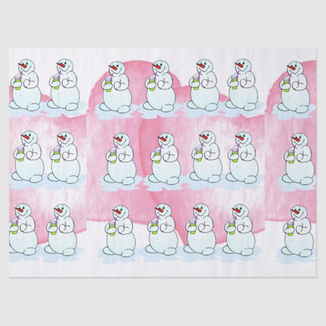 Christmas Tissue Paper Pink Snowman  (Front)