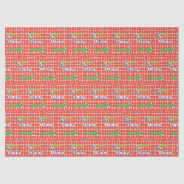 Christmas Tissue Paper Red Happy Holidays  (Front)