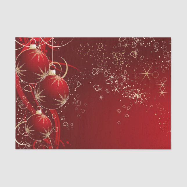 Christmas Tissue Paper/Red Ornaments Tissue Paper (Front)