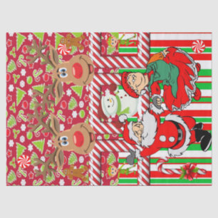 Christmas Tissue Paper Reindeer Mrs. Claus Santa