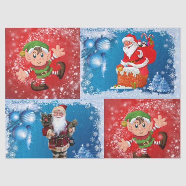 Christmas Tissue Paper, Santa, Elf Paper (Front)