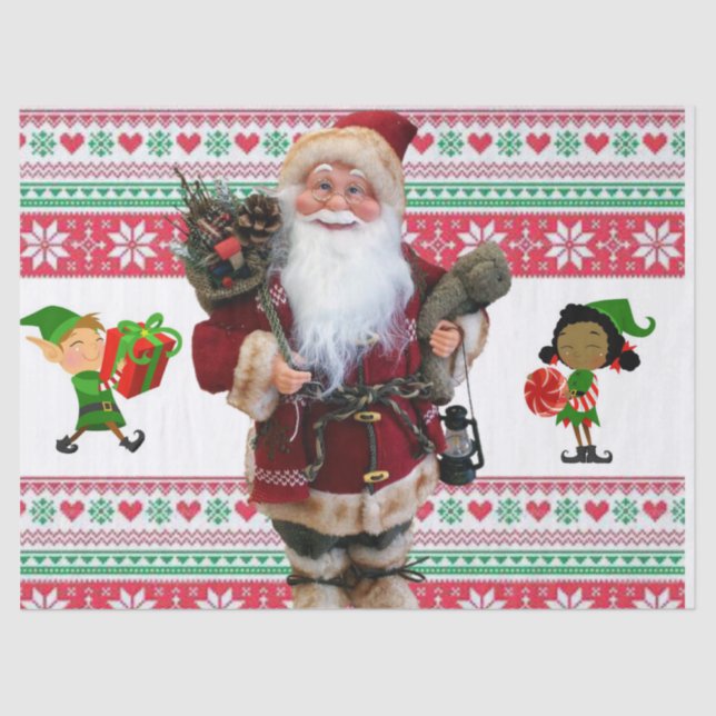Christmas Tissue Paper, Santa, Elf Tissue Paper (Front)