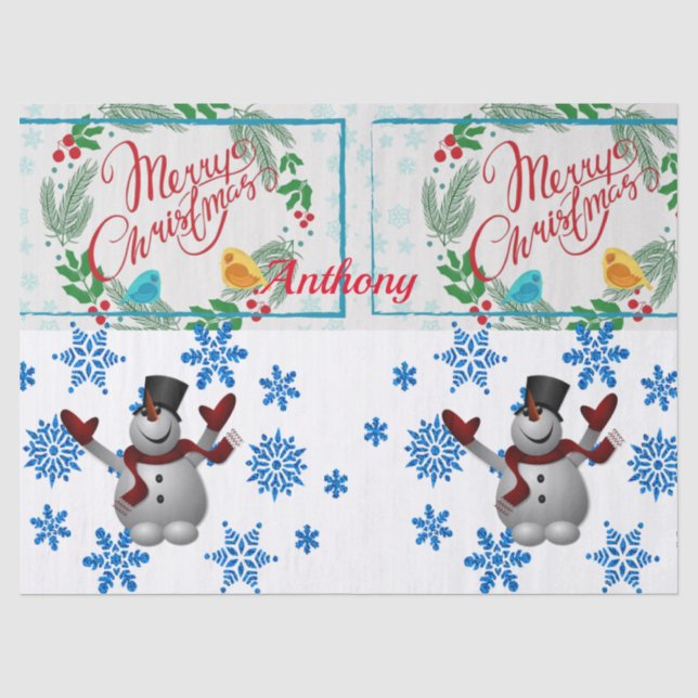 Christmas Tissue Paper, Snowman Paper (Front)
