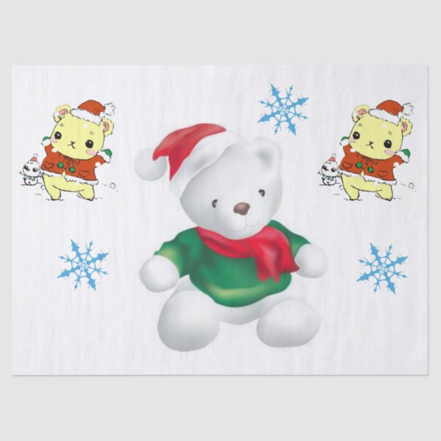 Christmas Tissue Paper, Teddy Bear Tissue Paper (Front)