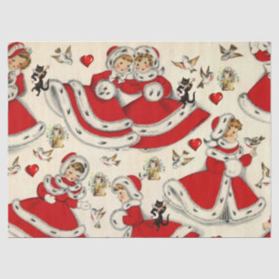 Christmas Tissue Paper, Vintage Christmas, Kitten Tissue Paper