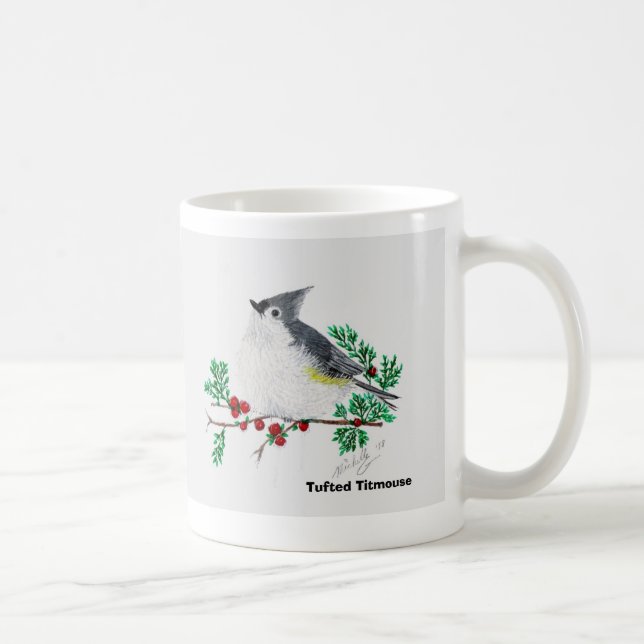 christmas titmouse, Tufted Titmouse Coffee Mug (Right)