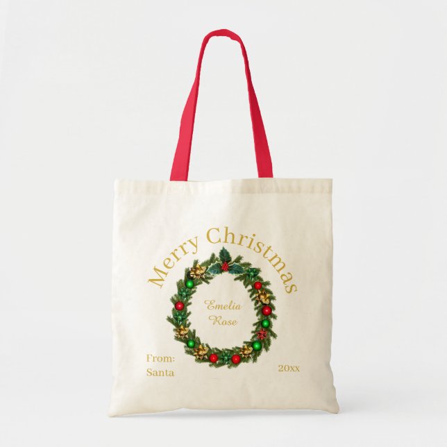 Christmas To From Gift Wrap Bag Cotton Keepsake (Front)