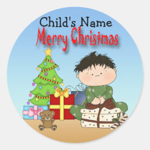 Christmas Toddler Boy Round Stickers