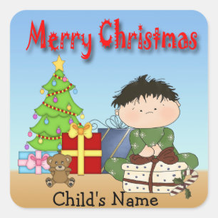 Christmas Toddler Boy Square Stickers