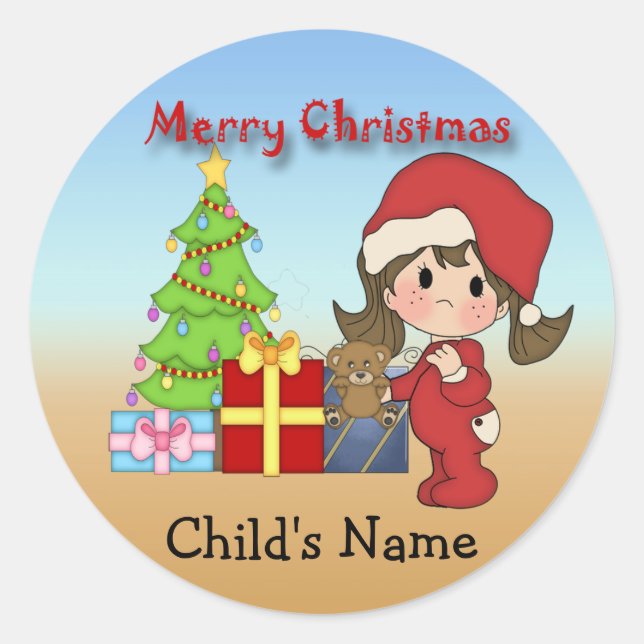 Christmas Toddler Girl Round Stickers (Front)