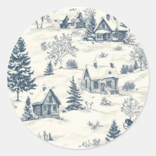 Christmas Toile Pattern Accessories Classic Round Sticker