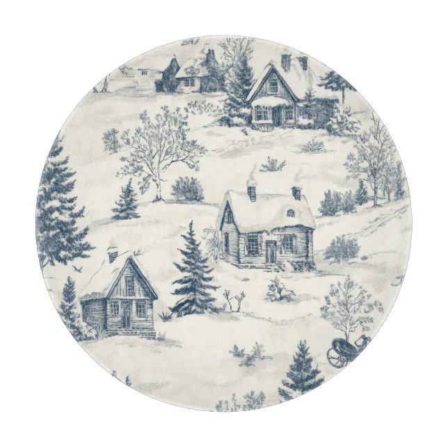 Christmas Toile Pattern Accessories Cutting Board (Front)
