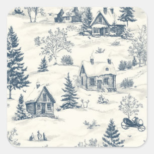 Christmas Toile Pattern Accessories Square Sticker
