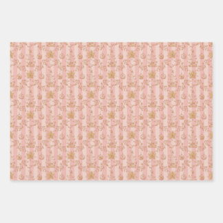 Christmas toile Wrapping Paper Flat Sheet Set of 3