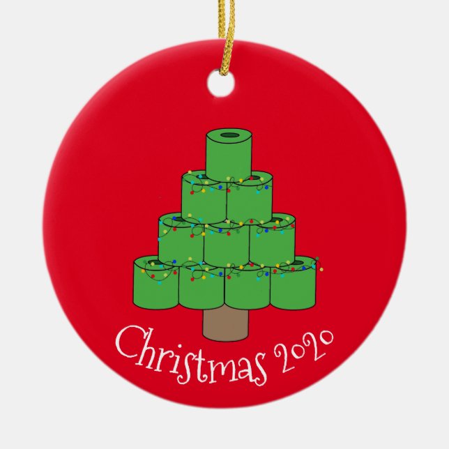Christmas Toilet Paper Tree Covid  2020 Ceramic Tree Decoration (Front)