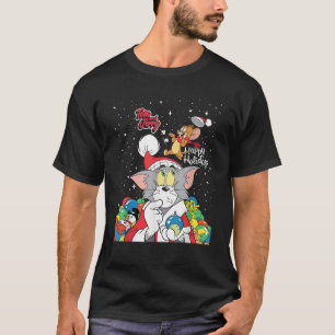 Christmas Tom and Jerry Happy Holidays Snowing Gif T-Shirt