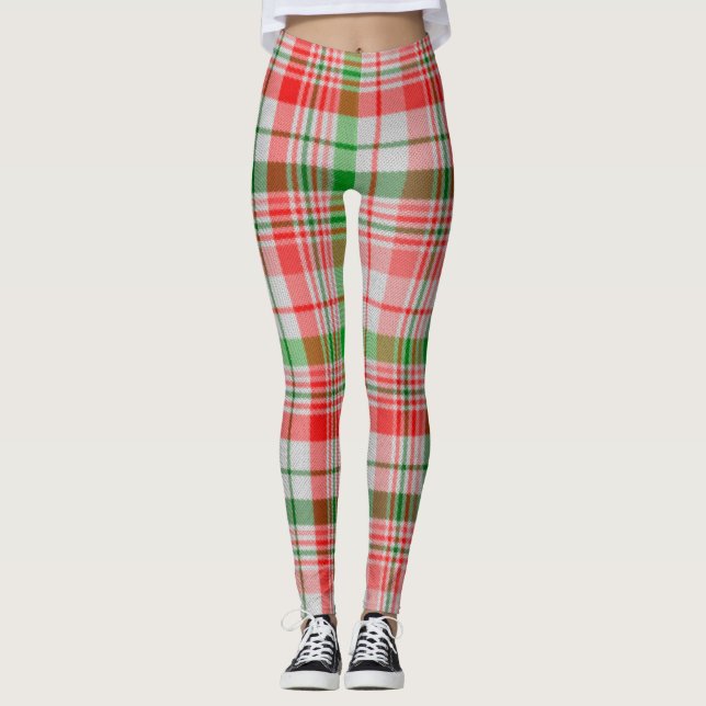 Christmas Toned Plaid Leggings (Front)