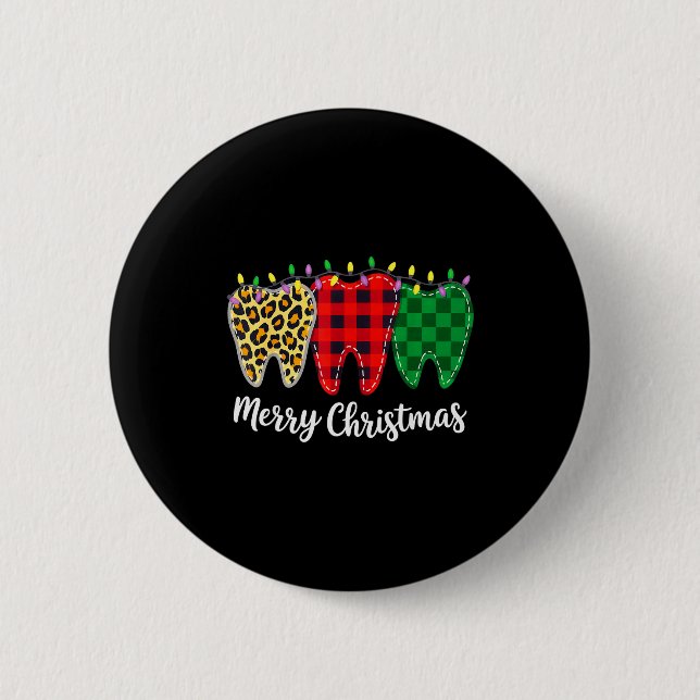 Christmas Tooth Dentist Dental Istant Teeth Leopar 6 Cm Round Badge (Front)