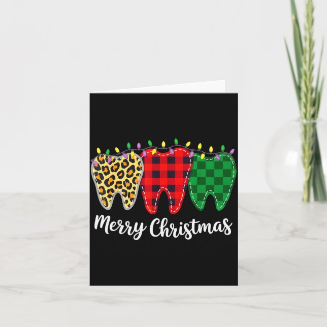 Christmas Tooth Dentist Dental Istant Teeth Leopar Card (Front)