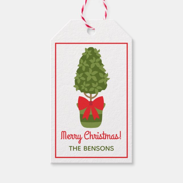 Christmas Topiary Personalised Gift Tags (Front)